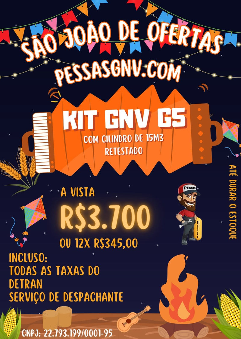 KIT GNV 5ª GERAÇÃO COM CILINDRO DE 15M³ RETESTADO